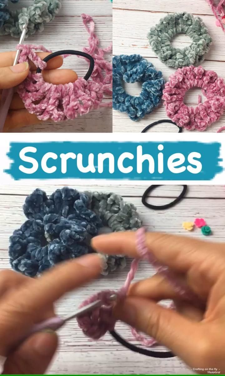 DIY Velvet Crochet Scrunchies Pattern -   diy Scrunchie crochet