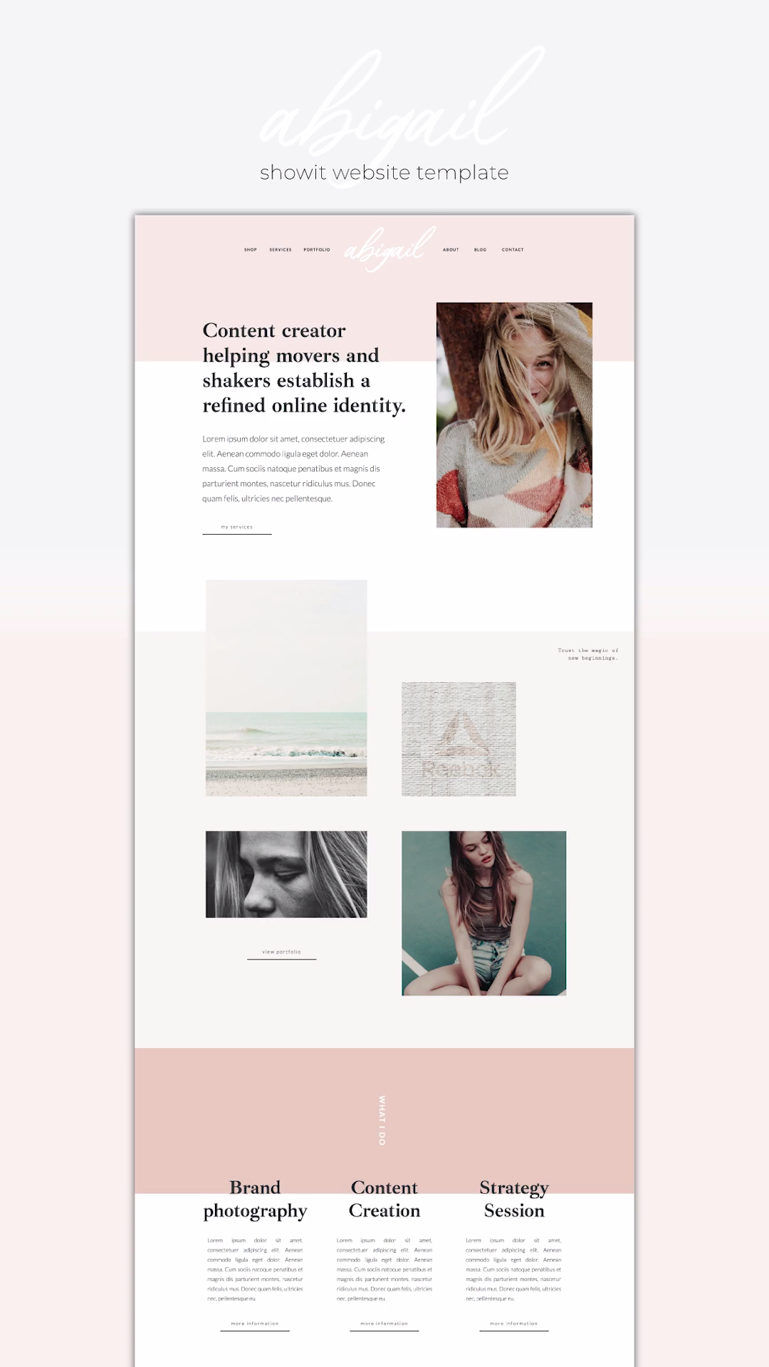 Showit Website Template Abigail for the minimalist creative -   fitness Design website