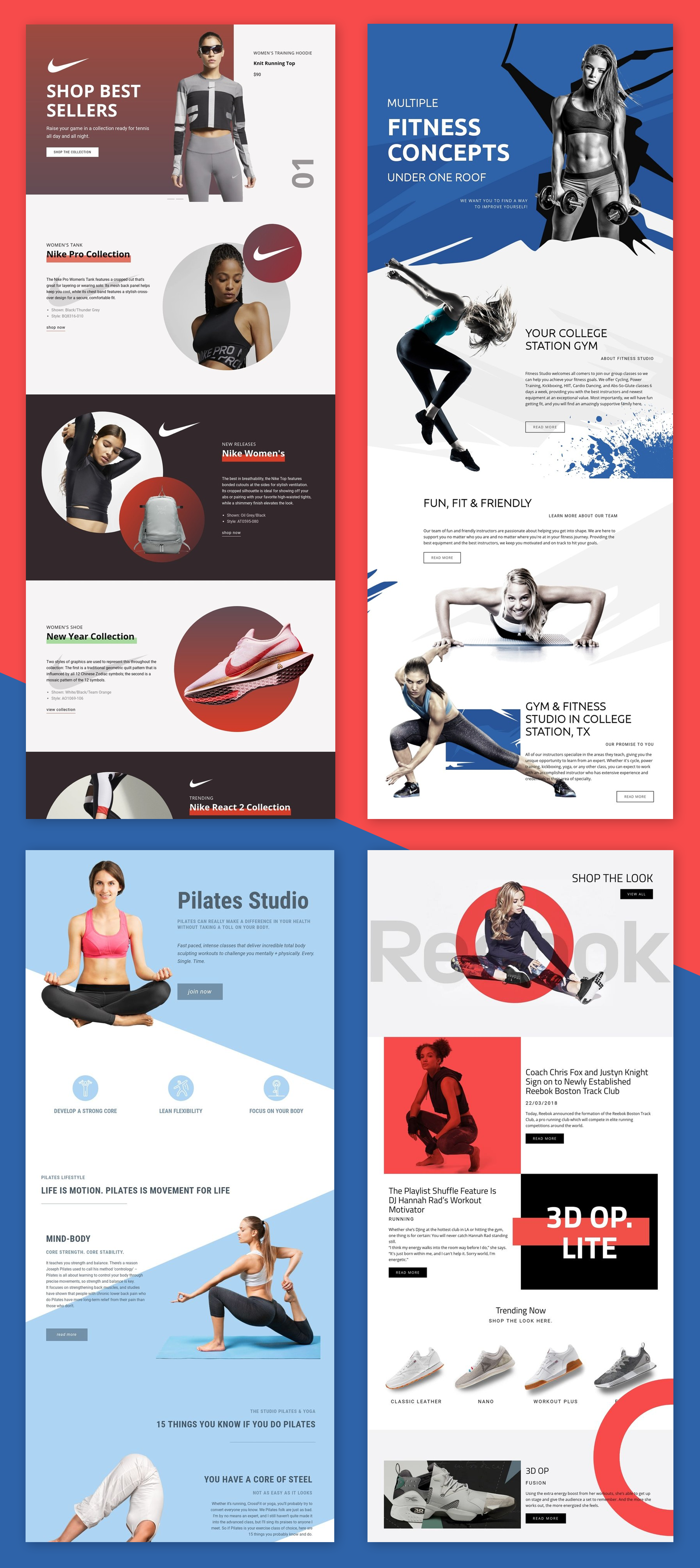 Free Templates by Nicepage Builder -   fitness Design website