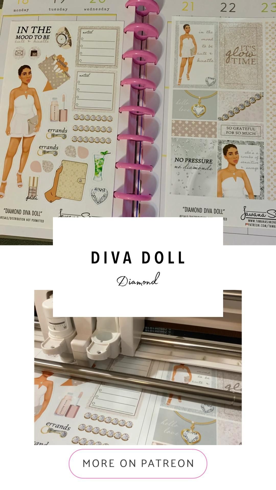 Diva Doll Diamond Planner Stickers -   fitness Planner mambi