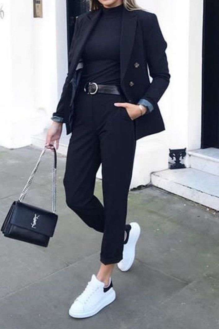 long blazer outfit black business casual -   style Casual chic