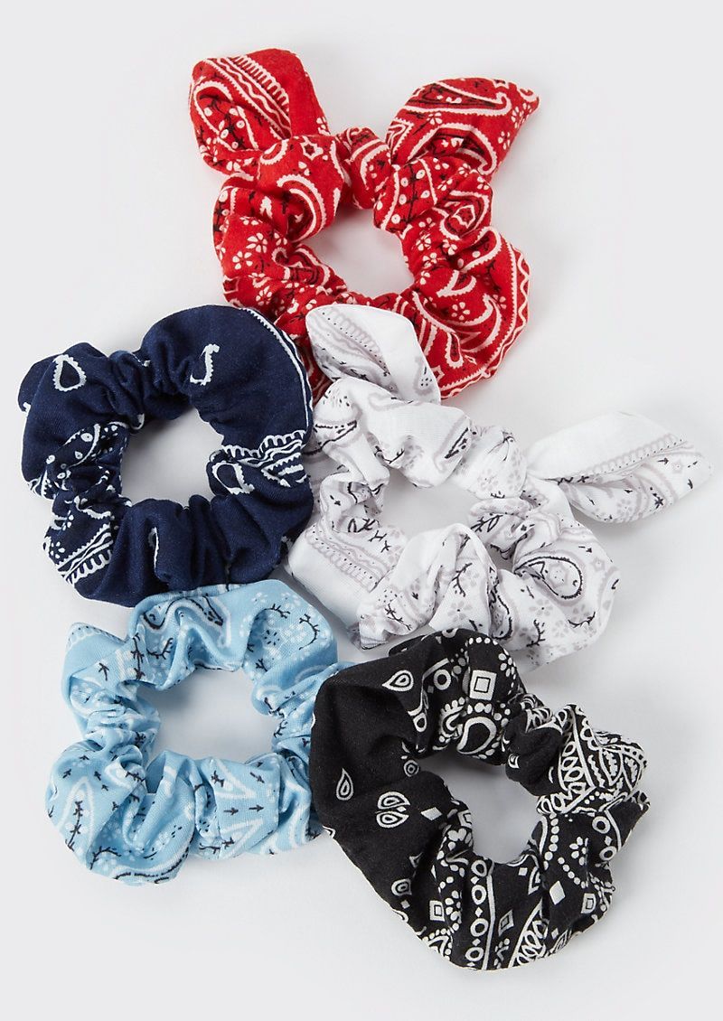5-Pack Bandana Print Bow Scrunchie Set -   16 diy Scrunchie lace ideas