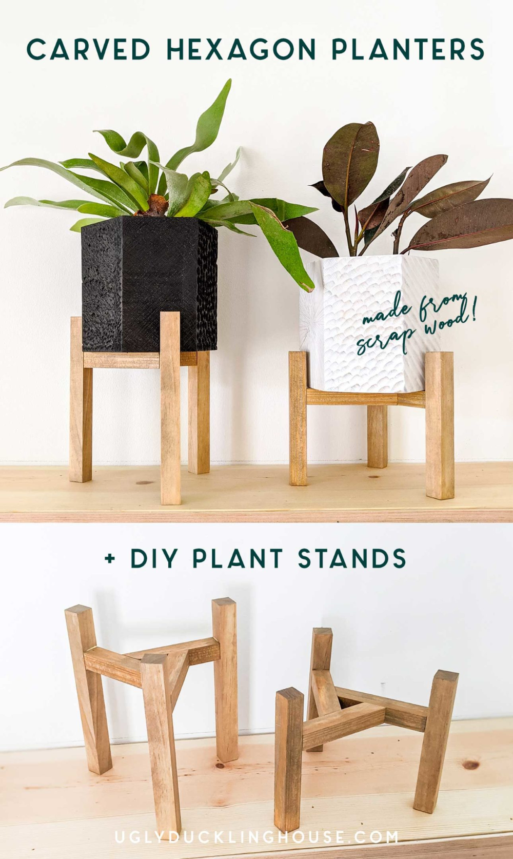 Carved Hexagon Planters + Plant Stands -   17 diy Decoracion macetas ideas