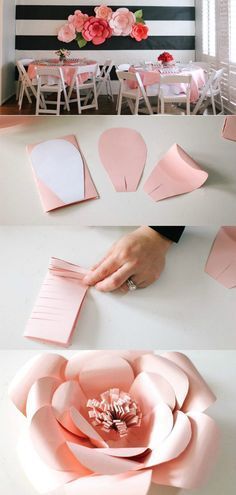 Giant Paper Flowers Wall Decor | Spring Party Decor -   17 diy Decoracion papel ideas