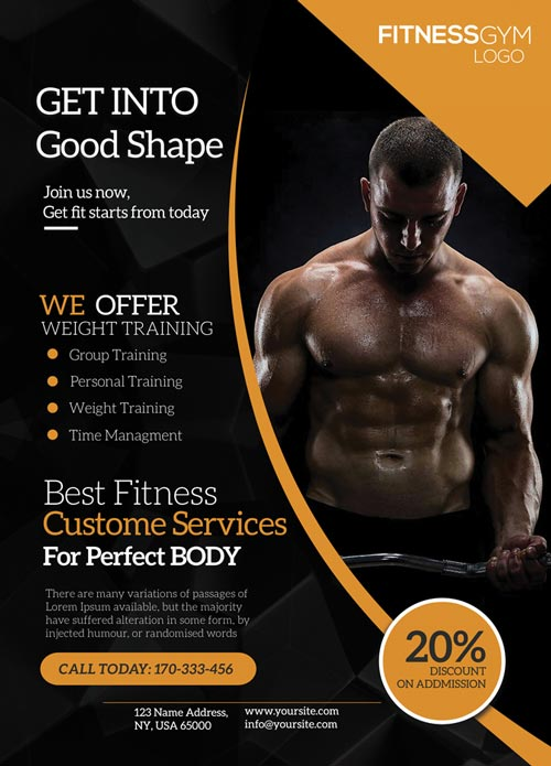 Download the Get Into Shape Fitness Free Flyer Template for Photoshop -   17 fitness Design flyer ideas