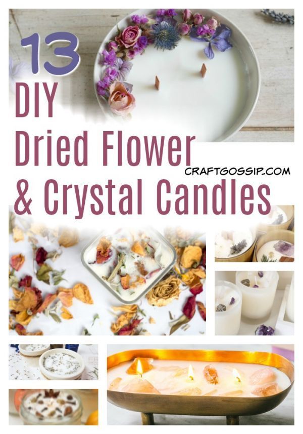 Make Your Own Loaded Dried Flower and Crystal Candles -   18 diy Candles gifts ideas