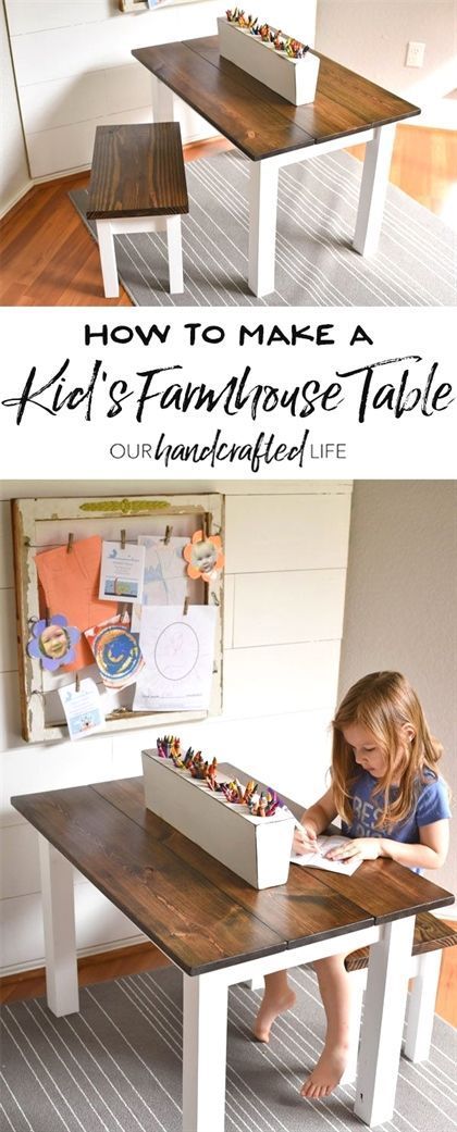 How to Make a DIY Farmhouse Kid's Table - Our Handcrafted Life -   18 diy Furniture for kids ideas