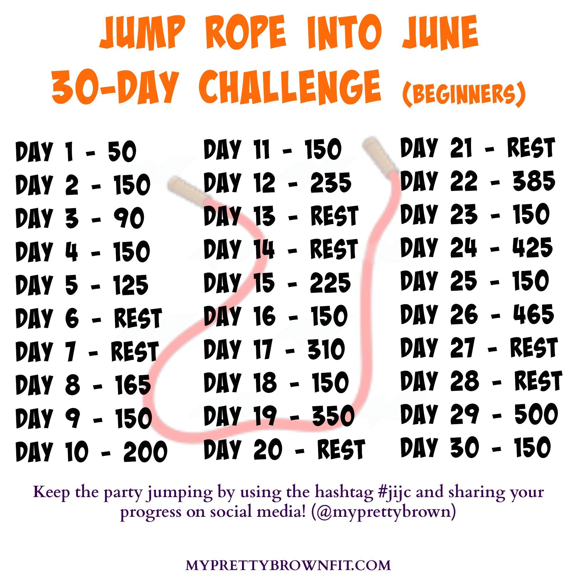Jump Rope Into June 30-Day Challenge #jijc - My Pretty Brown Fit -   18 fitness Training challenge ideas