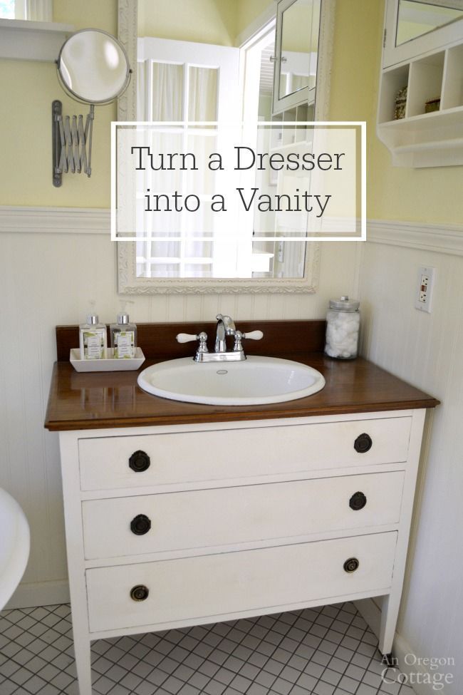 How To Make a Dresser Into a Vanity Tutorial | An Oregon Cottage -   19 diy Bathroom ikea ideas