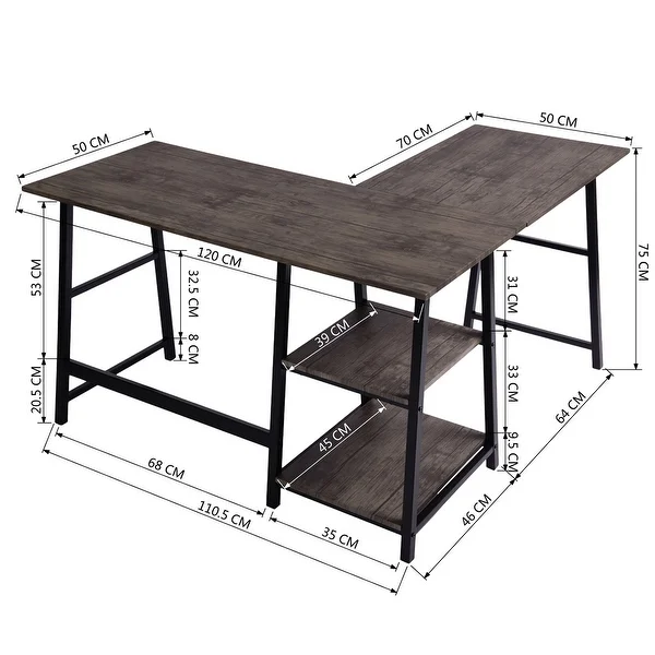 Carbon Loft Angband L-shaped Corner Computer Desk with Shelf -   19 diy Desk shelf ideas