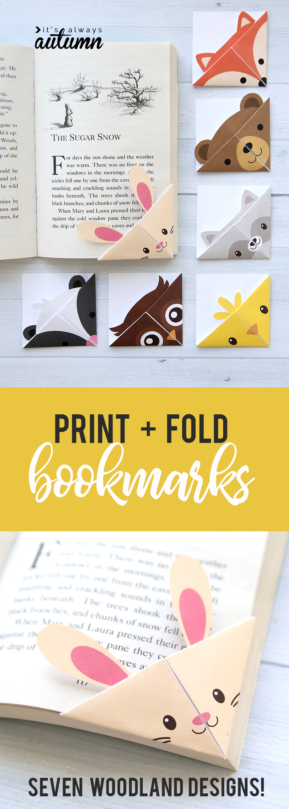 DIY woodland animals origami bookmarks {print + fold} - It's Always Autumn -   19 diy Paper animals ideas