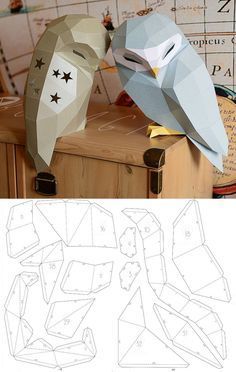 Owl Model Owl Low poly Owl Sculpture Owl paper Papercraft Kit DIY 3D Paper Crafts animals -   19 diy Paper animals ideas