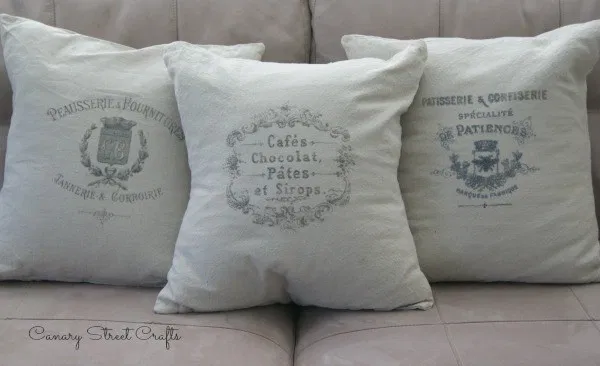 DIY French Grain Sack Pillows - Canary Street Crafts -   19 diy Pillows painted ideas