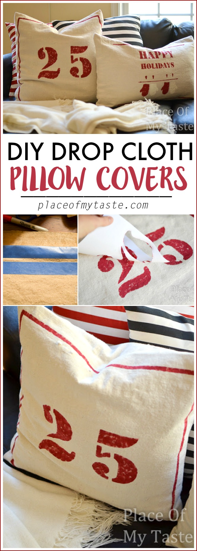 DIY DROP CLOTH PILLOW COVERS -   19 diy Pillows painted ideas