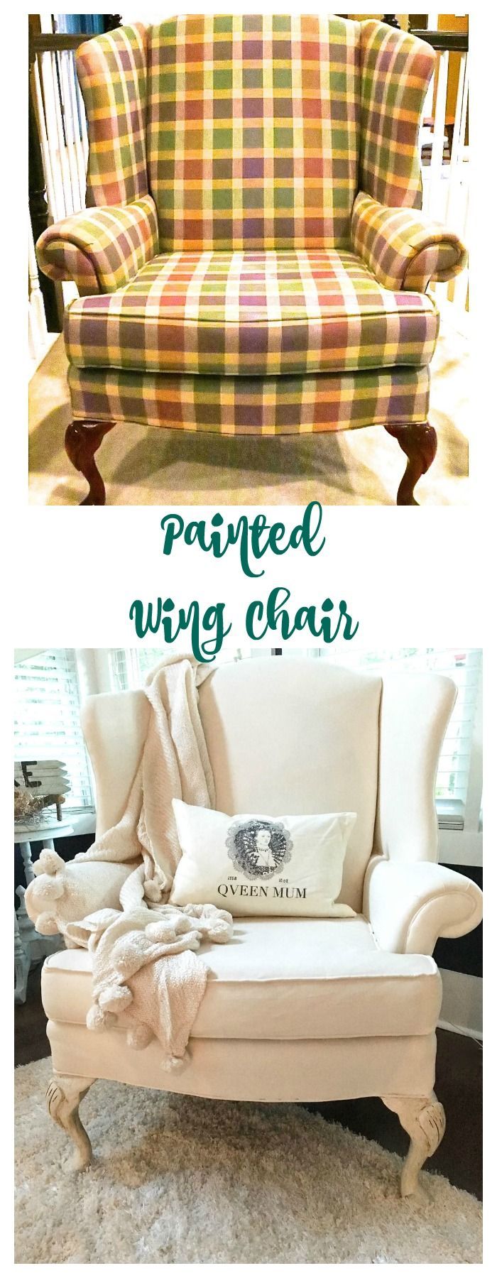 Painted Wing Chair...it worked! - 2 Bees in a Pod -   19 diy Pillows painted ideas