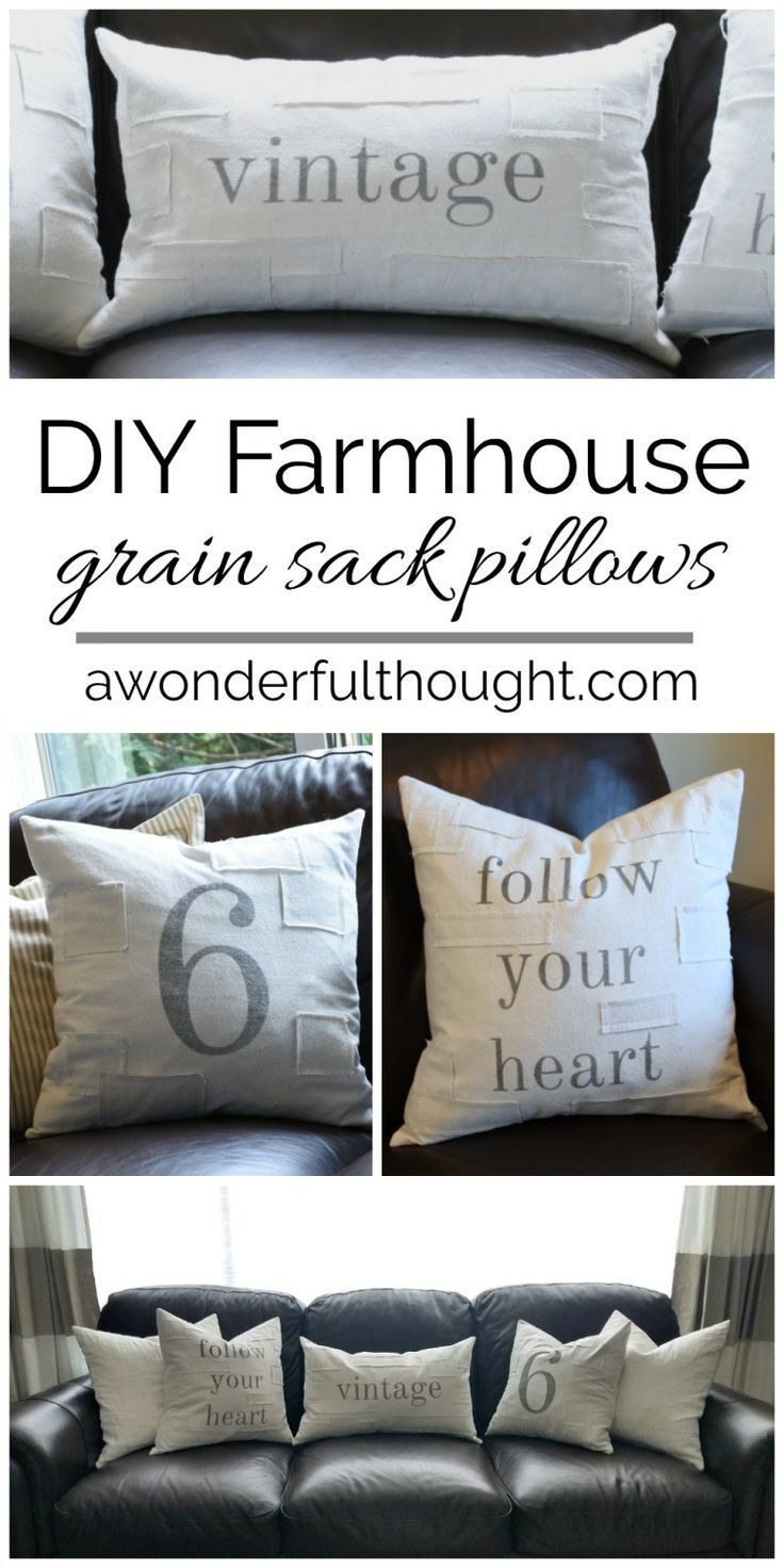 DIY Farmhouse Grain Sack Pillows - A Wonderful Thought -   19 diy Pillows painted ideas