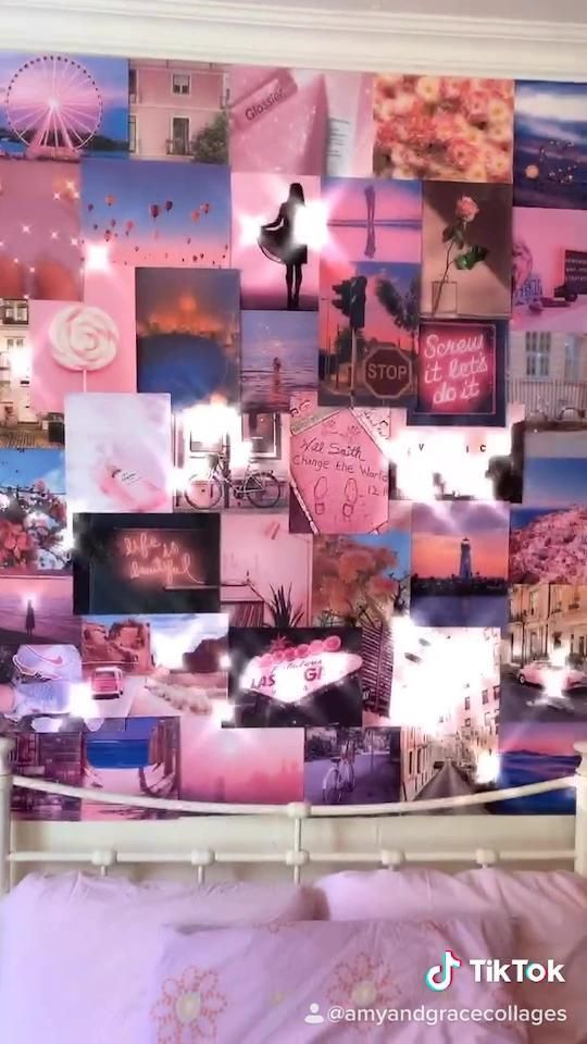 Aesthetic Pretty Retro Wall Collage Kit Pink VSCO Vintage Room | Etsy -   19 diy Room ideas
