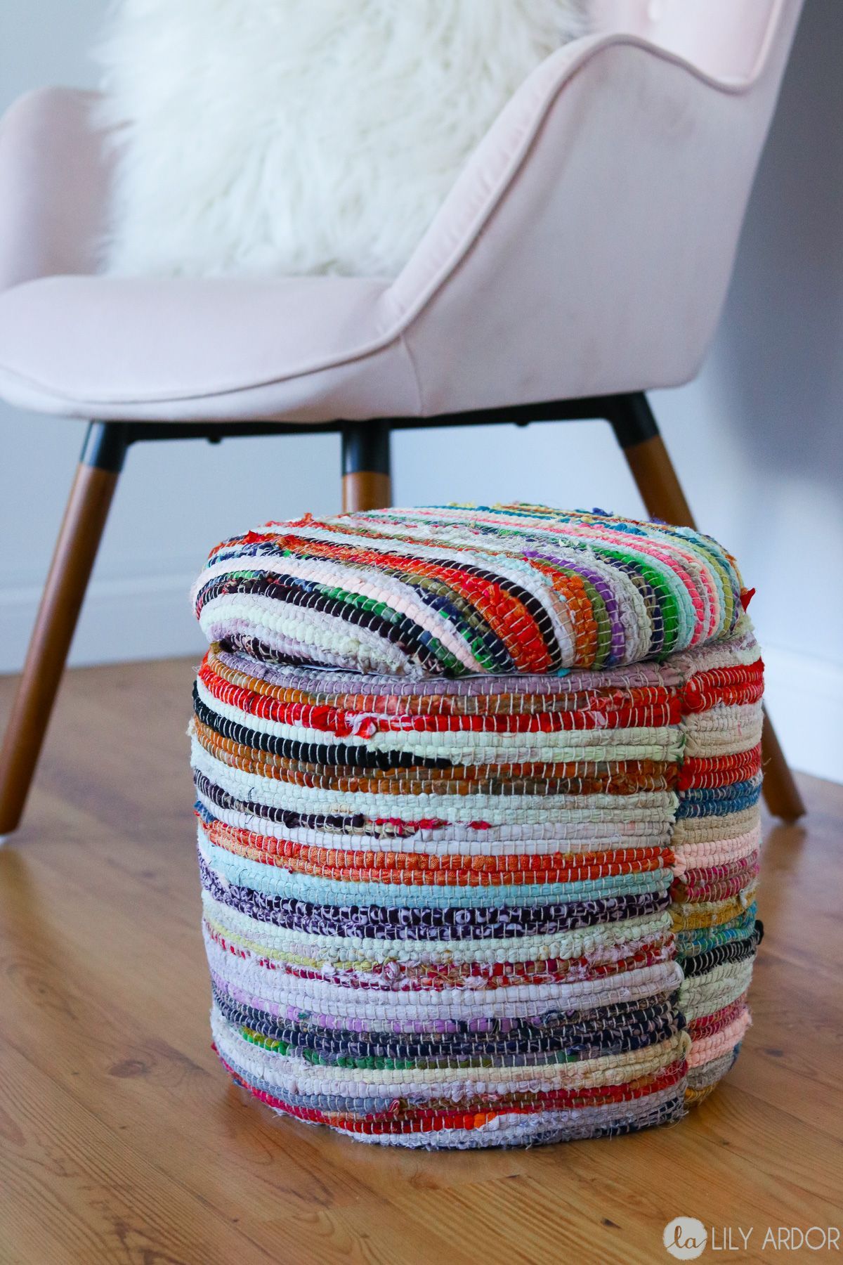 DIY Footstool with Storage Using a BUCKET!! EASY Ottoman Idea -   19 diy Storage ottoman ideas