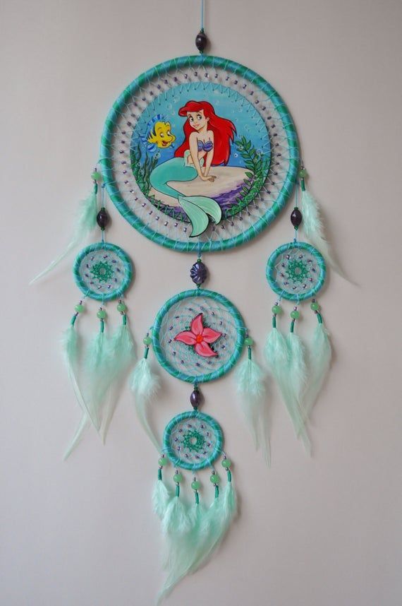 Mermaid Dream Catcher - Ariel Princess Fan Gift - Kids Room Decor - Christmas Gift Idea -   19 dream catcher diy Kids ideas