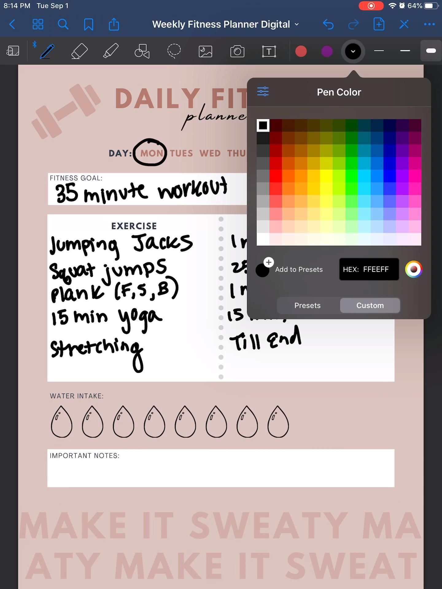 Daily Fitness Planner -   19 fitness Challenge template ideas