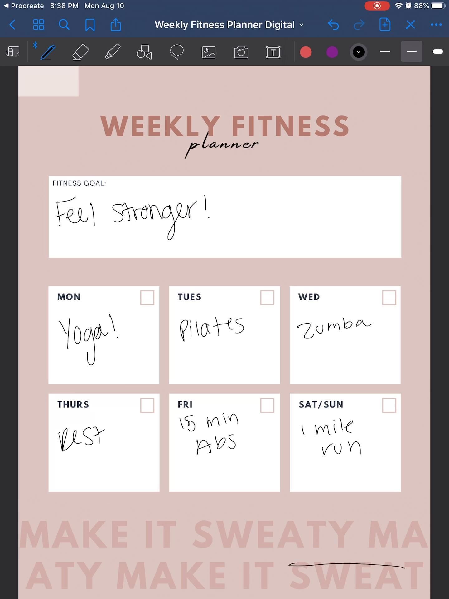 Weekly Fitness Planner, Daily Fitness Planner, 30 Day Workout Challenge, Workout Planner -   19 fitness Challenge template ideas