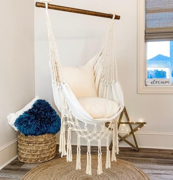 Hammock Swing Chair , Macrame Hammock Chair , White Hammock Chair , Boho hammock chair , Indoor swing chair , Indoor Hanging Chair -   20 diy Bedroom chair ideas