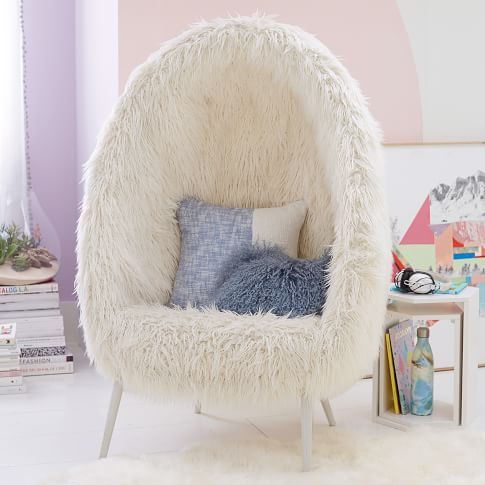 Ivory Furlicious Faux-Fur Cave Chair - Furniture - Lounge + Accent Chairs - Pottery Barn Teen -   20 diy Bedroom chair ideas