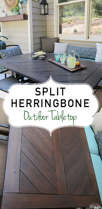 Split Herringbone Patio Tabletop | DeeplySouthernHome -   21 diy Outdoor table ideas