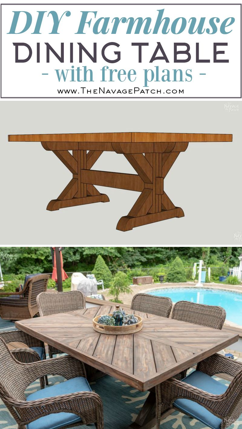 DIY Farmhouse Table / Trestle Table - The Navage Patch -   21 diy Outdoor table ideas