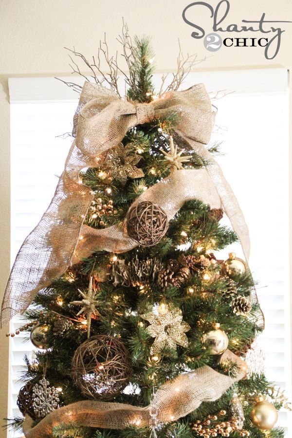 Christmas Tree Reveal -   14 rustic christmas tree topper burlap bows ideas