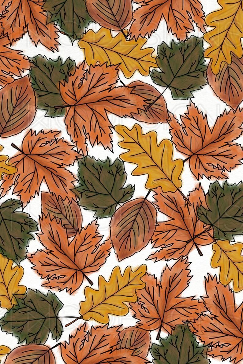 Fall Autumn Leaves Orange Brown Watercolor Digital Scrapbook Paper Pattern Stationary Fox Pumpkin Art Print Background Instant Download -   17 thanksgiving wallpaper ideas