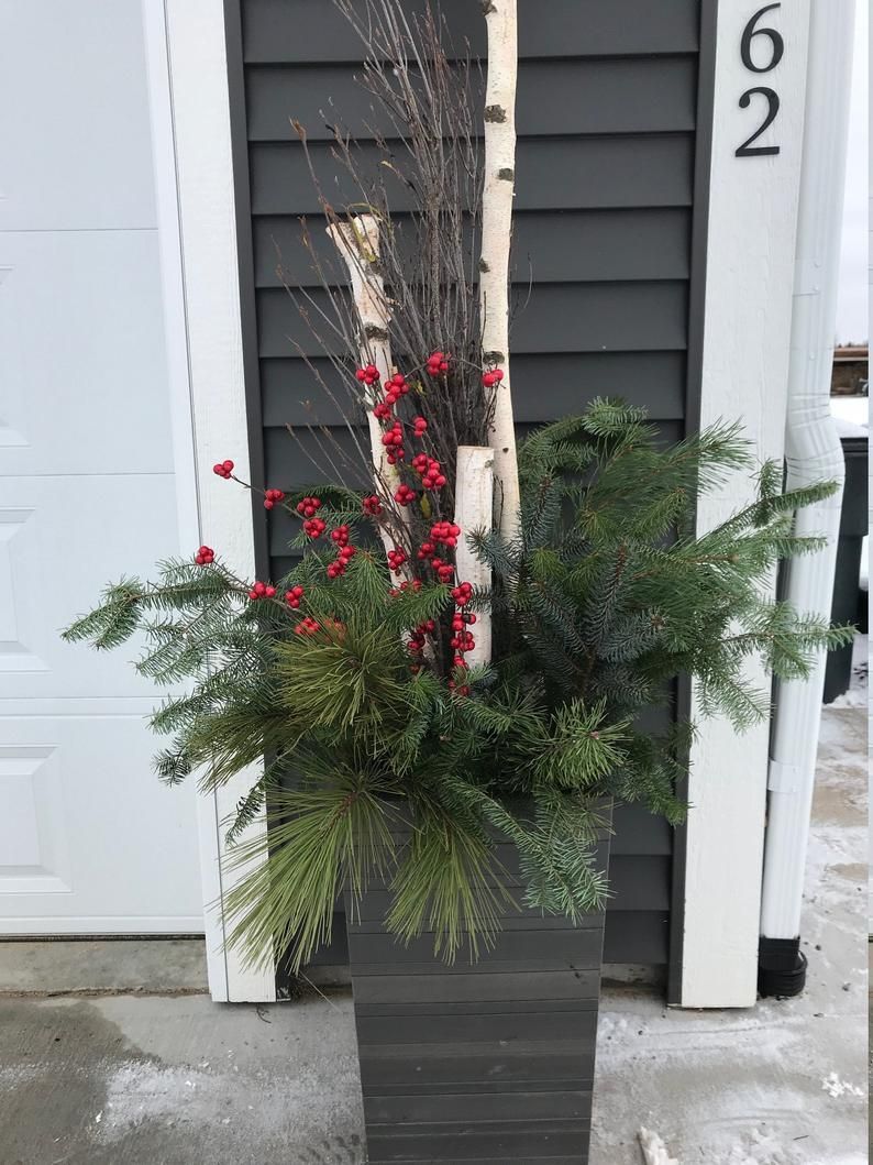 Set of 3 11-1/2 Real White Birch Poles branches | Etsy -   18 christmas decor outdoor fence ideas