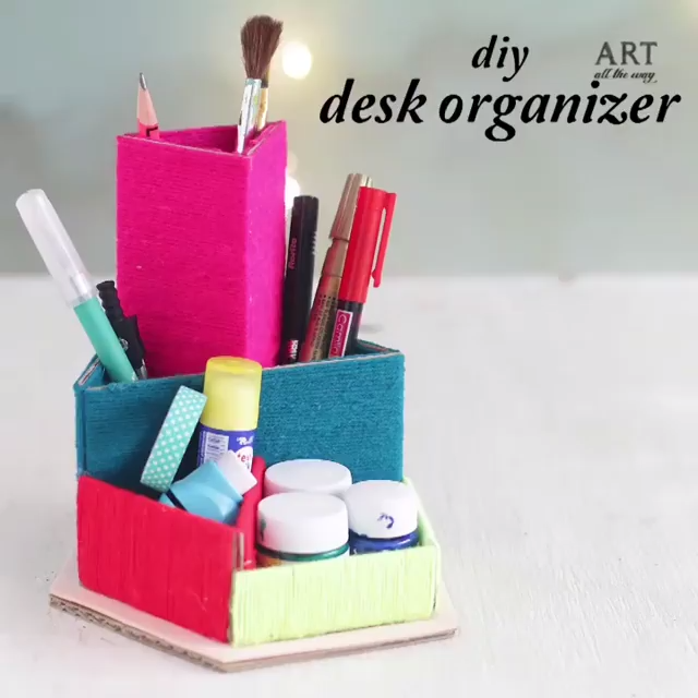 DIY COLORFUL DESK ORGANIZER -   18 diy Projects organizing ideas