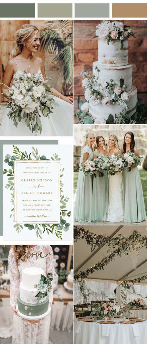 Botanical Gold Greenery Wedding Invitation -   18 sage green bridesmaid dresses fall ideas