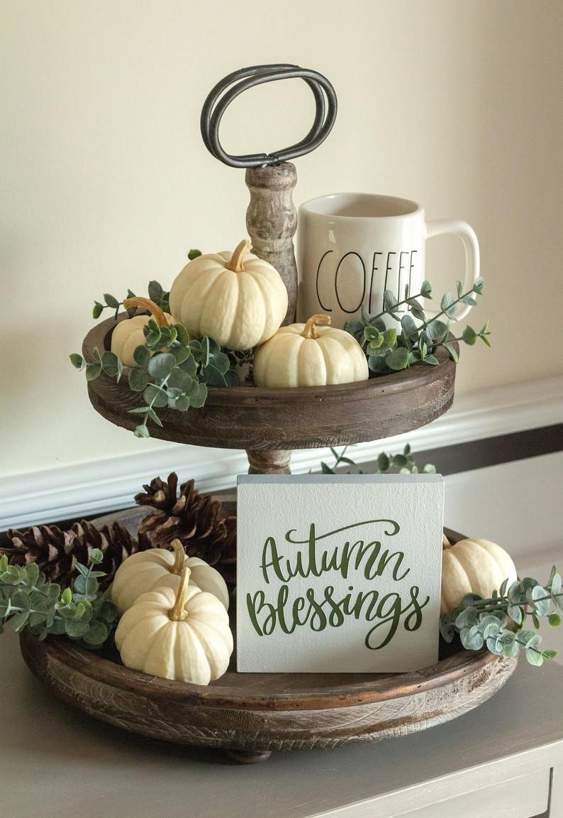 Tiered Tray Sign-Fall Home Decor-Autumn Blessing Mini Sign-Autumn Gifts-Housewarming Gift-Thanksgiving Decor -   18 thanksgiving home decor ideas