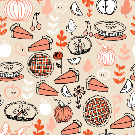 Colorful fabrics digitally printed by Spoonflower - pies // baking thanksgiving autumn food kitchen pumpkin pie holiday -   18 thanksgiving wallpaper ideas
