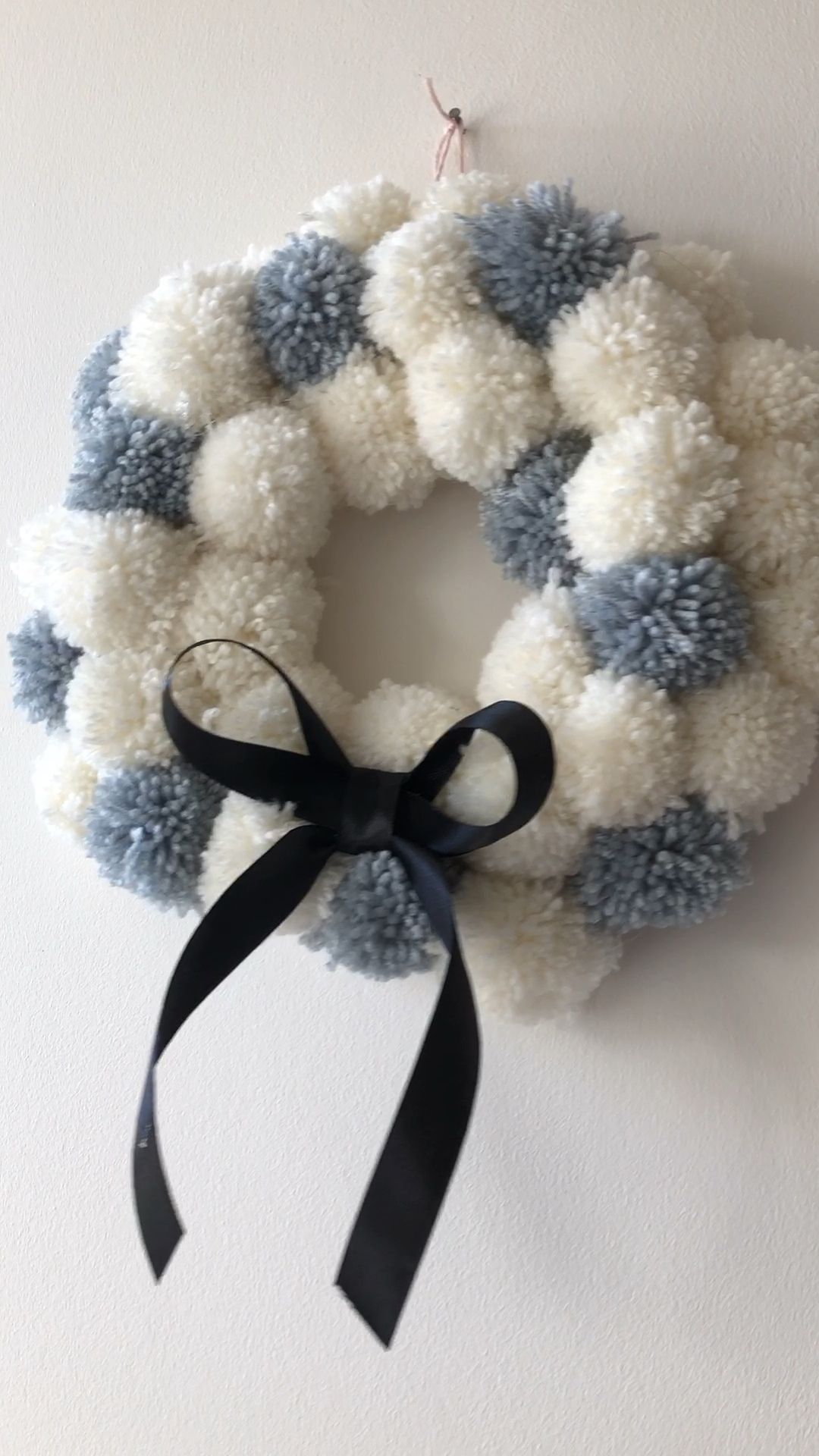 DIY Pom Pom Snowball Christmas Wreath -   19 christmas decorations diy crafts ideas