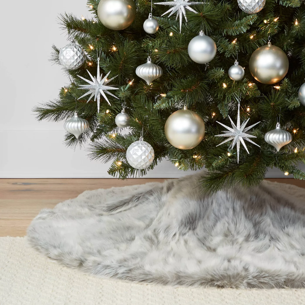 48in Gray Faux Fur Christmas Tree Skirt - Wondershop -   19 christmas tree 2020 simple ideas