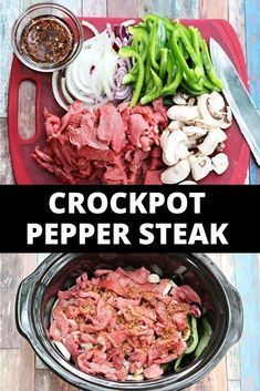 Crockpot Pepper Steak Recipe | Low Carb and Gluten Free! -   19 dinner recipes easy crockpot ideas