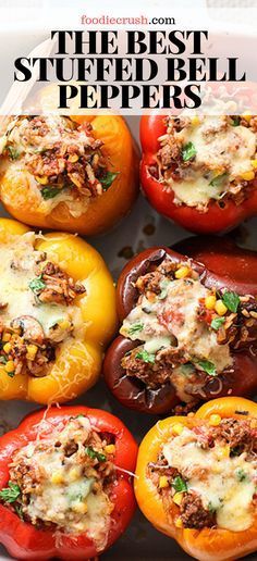 BEST Stuffed Bell Peppers Recipe With Ground Beef | foodiecrush.com -   19 dinner recipes with ground beef and rice ideas