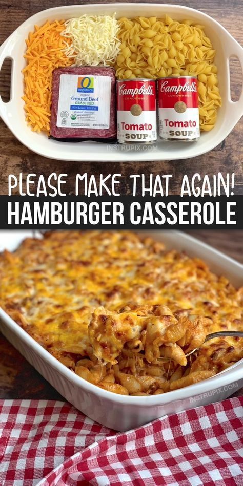 Easy Hamburger Casserole Recipe (4 Ingredients) -   19 dinner recipes with ground beef quick ideas