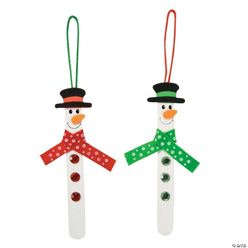 Craft Stick Snowman Ornament Craft Kit | Oriental Trading -   19 diy christmas decorations for kids ideas
