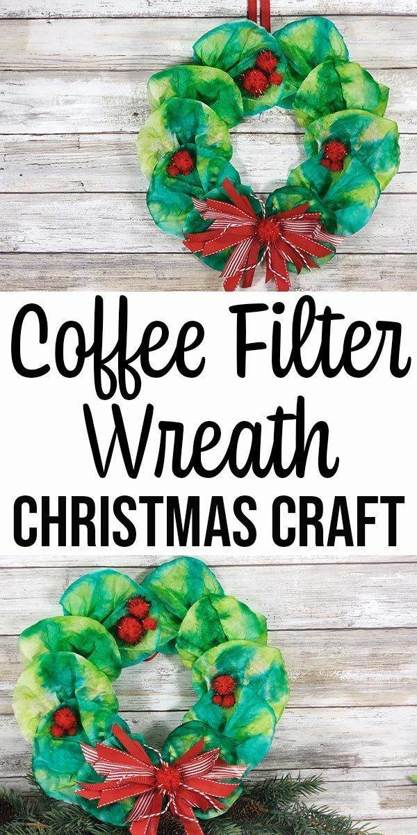 Coffee Filter Wreath -   19 diy christmas decorations for kids paper ideas