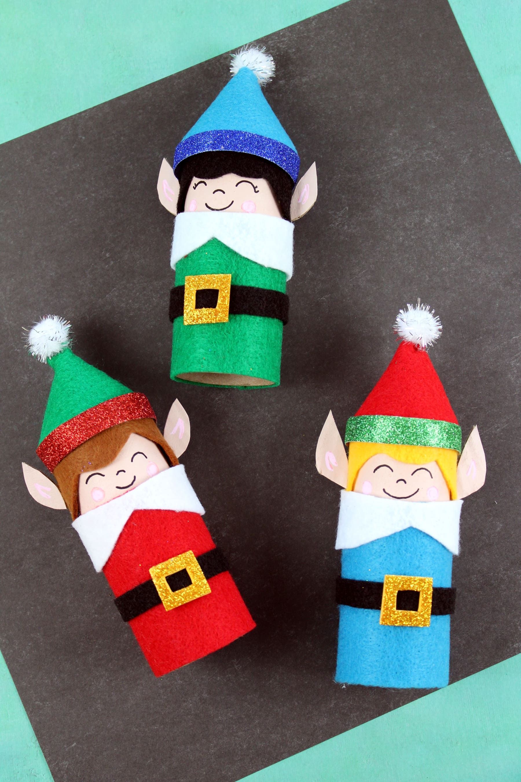 Easy Kids Christmas Crafts - Recycled Toilet Paper Tube Christmas Elves -   19 diy christmas decorations for kids paper ideas