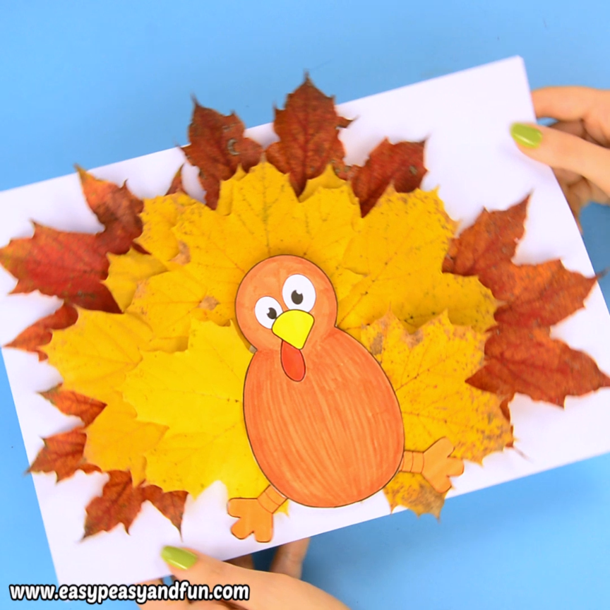 Turkey Leaf Craft Template - Easy Peasy and Fun -   19 diy thanksgiving cards for kids ideas