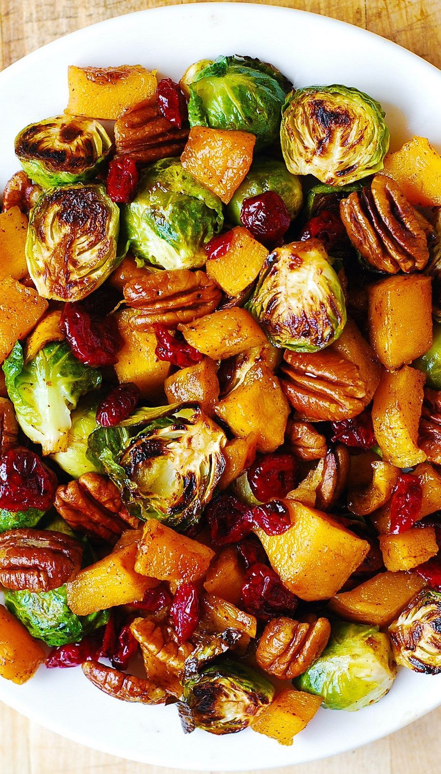 Roasted Butternut Squash and Brussels sprouts with Pecans and Cranberries -   19 thanksgiving side dishes healthy ideas