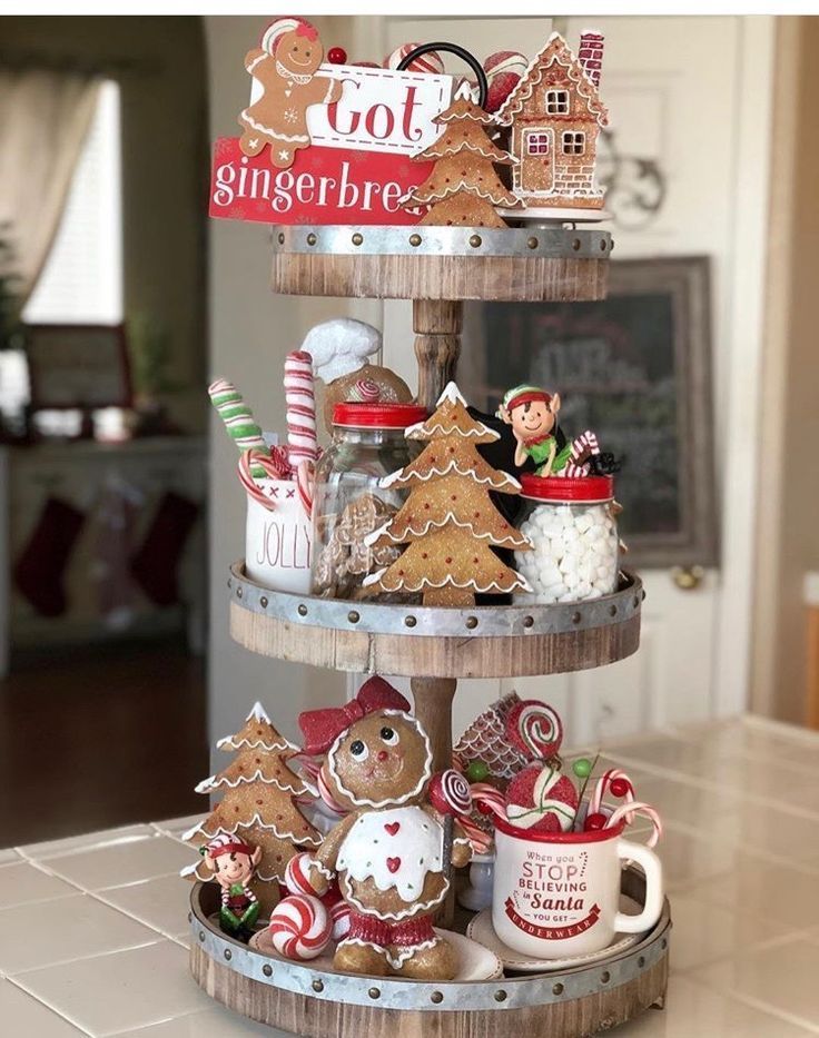Gingerbread Tiered Tray -   20 christmas decorations ideas