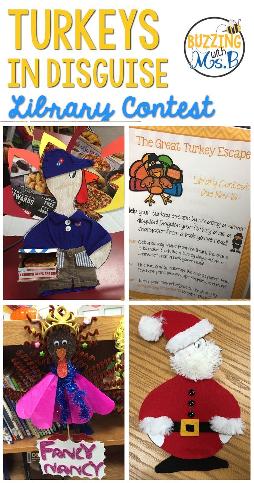 Turkeys in Disguise! Library Contest &  Book Project -   20 disguise a turkey project creative ideas