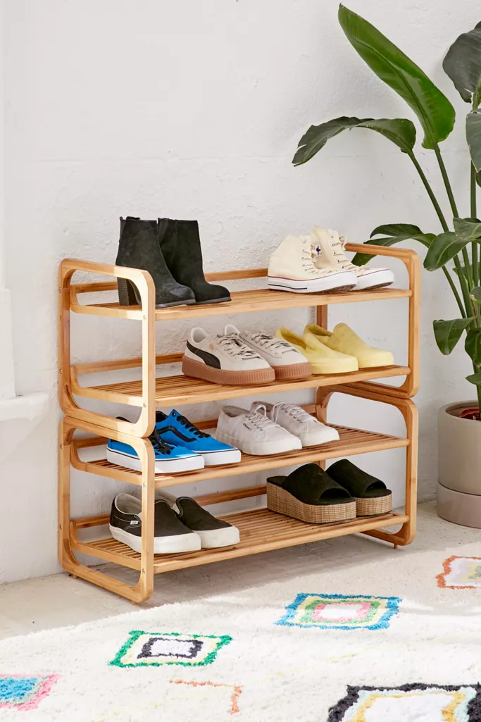 Stackable Bamboo Shoe Rack -   20 diy Muebles zapatos ideas