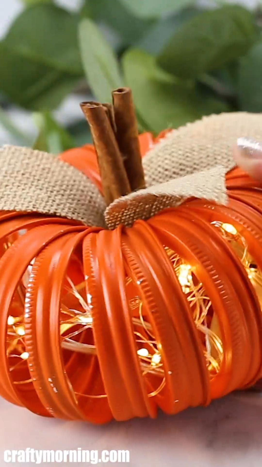 Mason Jar Lid Lighted Pumpkin -   20 thanksgiving crafts diy home decor ideas